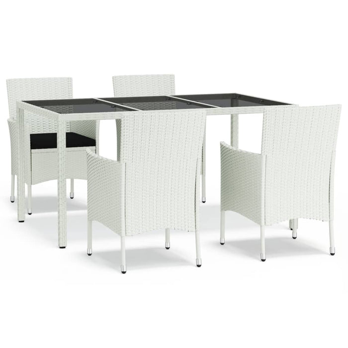 Set da Pranzo da Giardino 5 pz con Cuscini in Polyrattan Biancocod mxl 76679