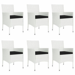 Set da Pranzo da Giardino 7 pz con Cuscini in Polyrattan Bianco 3187343