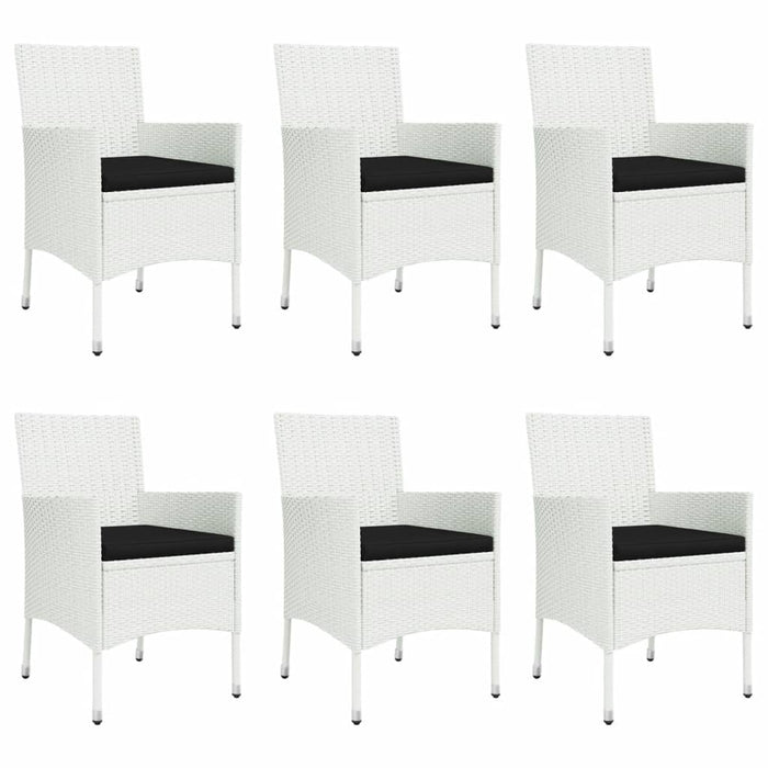 Set da Pranzo da Giardino 7 pz con Cuscini in Polyrattan Bianco 3187343