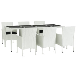 Set da Pranzo da Giardino 7 pz con Cuscini in Polyrattan Bianco 3187344