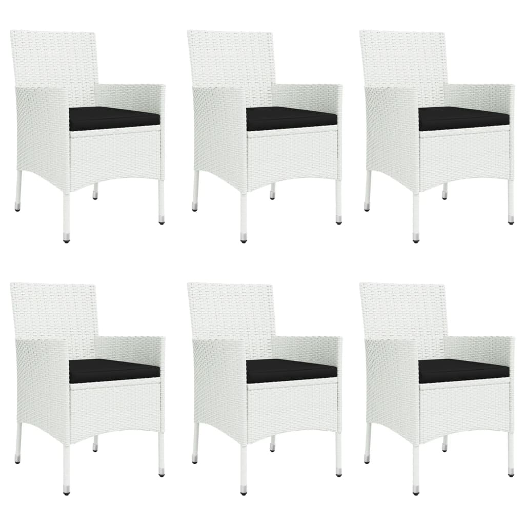 Set da Pranzo da Giardino 7 pz con Cuscini in Polyrattan Bianco 3187344