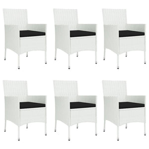 Set da Pranzo da Giardino 7 pz con Cuscini in Polyrattan Bianco 3187344