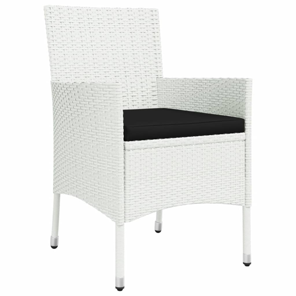 Set da Pranzo da Giardino 9 pz con Cuscini in Polyrattan Bianco