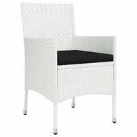 Set da Pranzo da Giardino 9 pz con Cuscini in Polyrattan Bianco