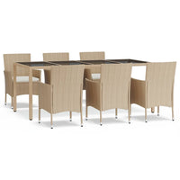 Set da Pranzo da Giardino 7 pz con Cuscini Beige in Polyrattancod mxl 117434