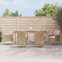 Set da Pranzo da Giardino 7 pz con Cuscini Beige in Polyrattancod mxl 117434