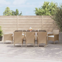 Set da Pranzo da Giardino 9 pz con Cuscini Beige in Polyrattan 3187353