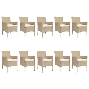 Set da Pranzo da Giardino 11 pz con Cuscini Beige in Polyrattan 3187355