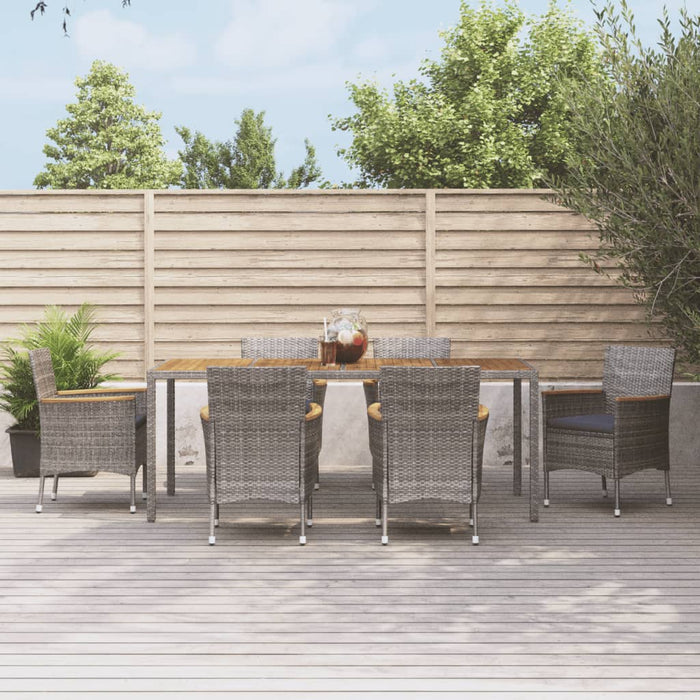 Set da Pranzo da Giardino 7 pz con Cuscini in Polyrattan Grigio 3187368