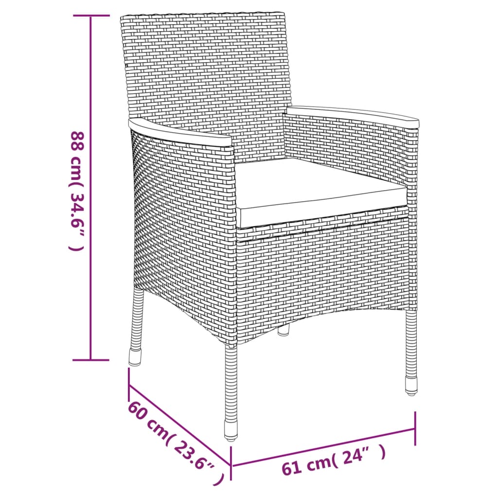 Set da Pranzo da Giardino 9 pz con Cuscini in Polyrattan Grigio 3187385