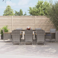 Set da Pranzo da Giardino 9 pz con Cuscini in Polyrattan Grigio 3187385