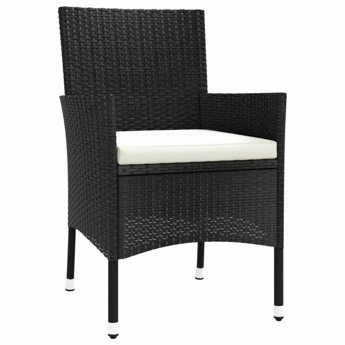 Set da Pranzo da Giardino 9 pz con Cuscini Nero in Polyrattan 3187394