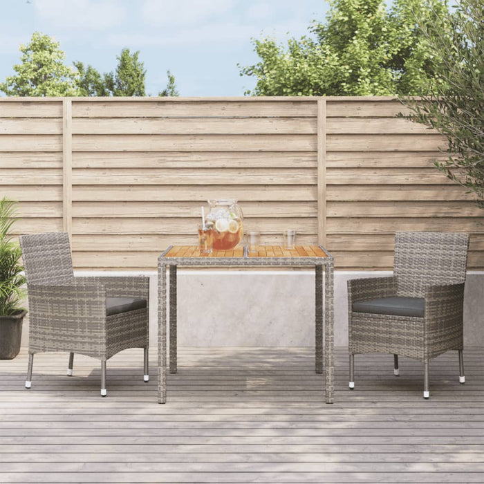 Set da Pranzo da Giardino 3 pz con Cuscini in Polyrattan Grigio 3187404