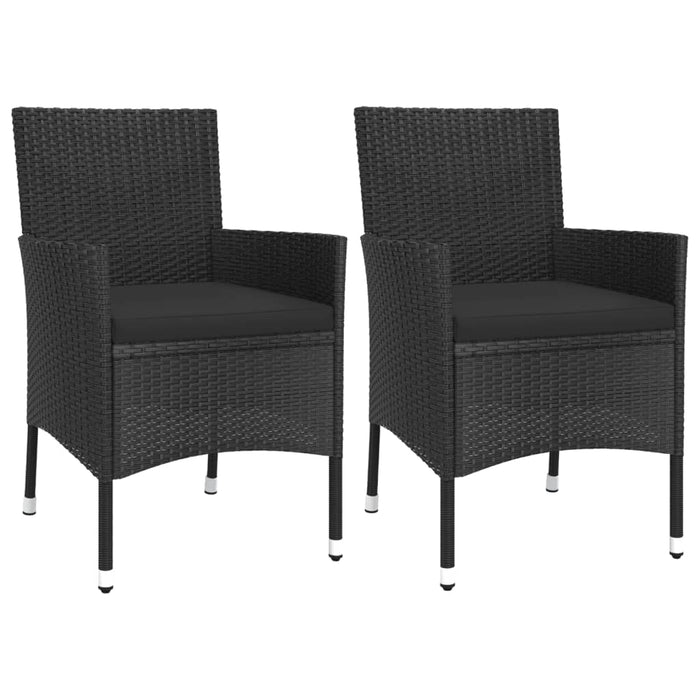 Set Bistrò da Giardino 3 pz con Cuscini in Polyrattan Nero 3187416