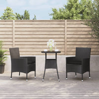 Set Bistrò da Giardino 3 pz con Cuscini in Polyrattan Nero 3187416