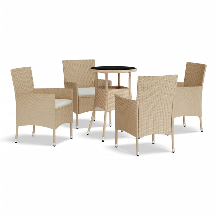 Set da Bistrò da Giardino 5 pz con Cuscini Beige in Polyrattan