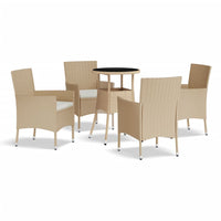 Set da Bistrò da Giardino 5 pz con Cuscini Beige in Polyrattancod mxl 117442