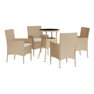 Set da Bistrò da Giardino 5 pz con Cuscini Beige in Polyrattan