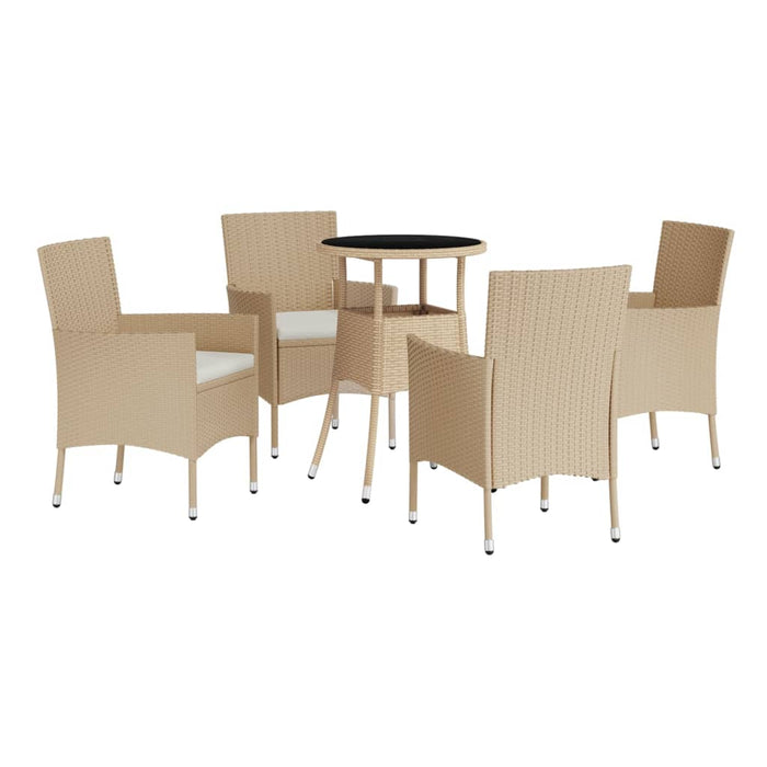 Set da Bistrò da Giardino 5 pz con Cuscini Beige in Polyrattancod mxl 117442