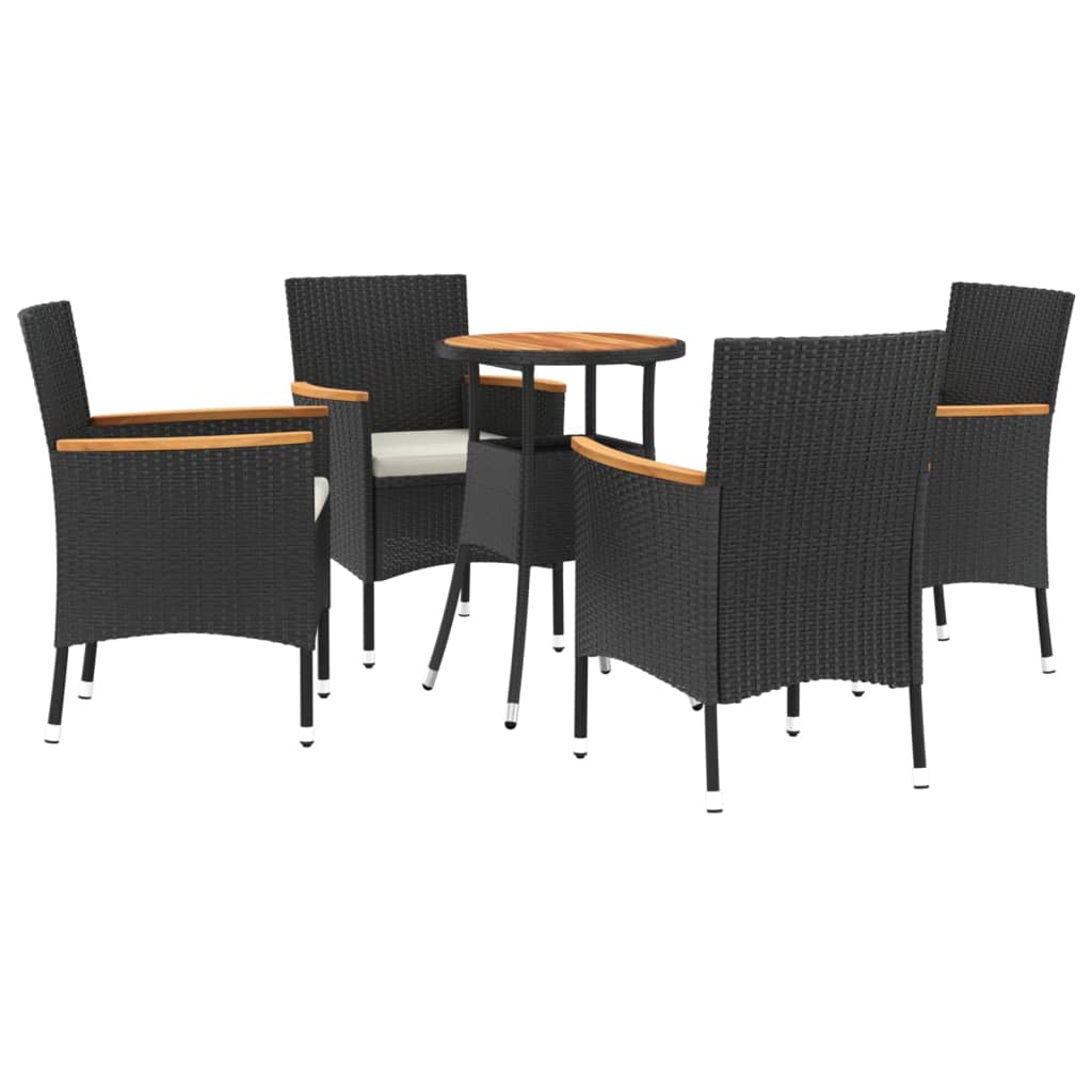 Set Bistrò da Giardino 5 pz con Cuscini in Polyrattan Nero 3187429