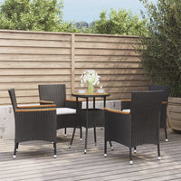 Set Bistrò da Giardino 5 pz con Cuscini in Polyrattan Nero 3187429