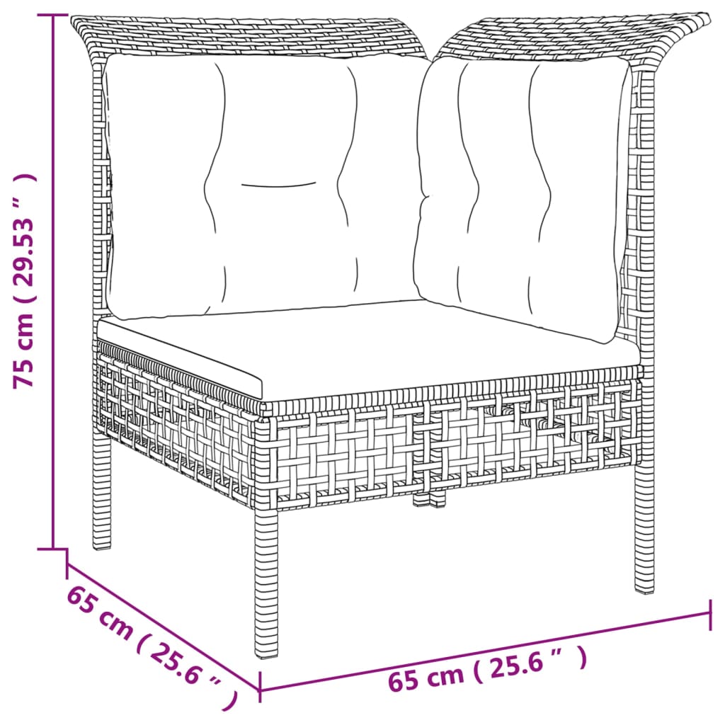 Set Divani da Giardino 3 pz con Cuscini in Polyrattan Grigio 3187473