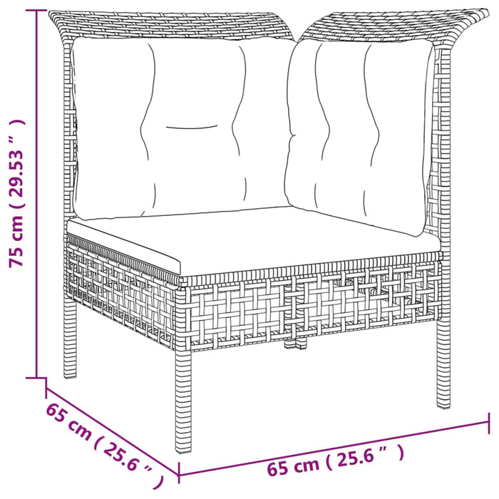 Set Divani da Giardino 3 pz con Cuscini in Polyrattan Grigio 3187473