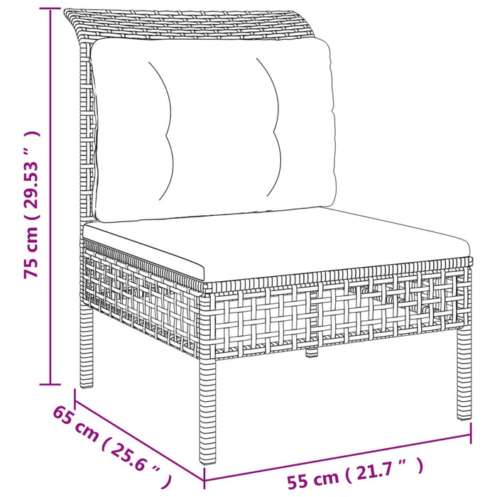 Set Divani da Giardino 7 pz con Cuscini in Polyrattan Grigio 3187478