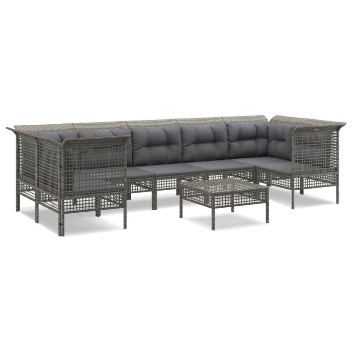 Set Divani da Giardino 8 pz con Cuscini in Polyrattan Grigio 3187479