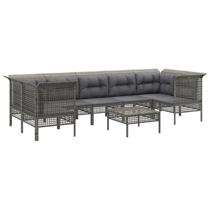 Set Divani da Giardino 8 pz con Cuscini in Polyrattan Grigio 3187479