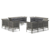 Set Divani da Giardino 12 pz con Cuscini in Polyrattan Grigio 3187483