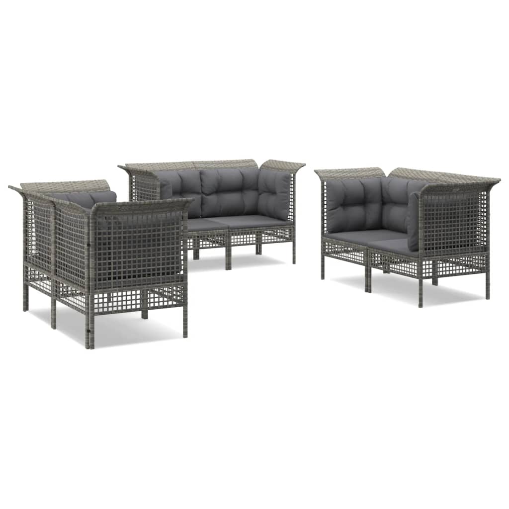 Set Divani da Giardino 6 pz con Cuscini in Polyrattan Grigio 3187492