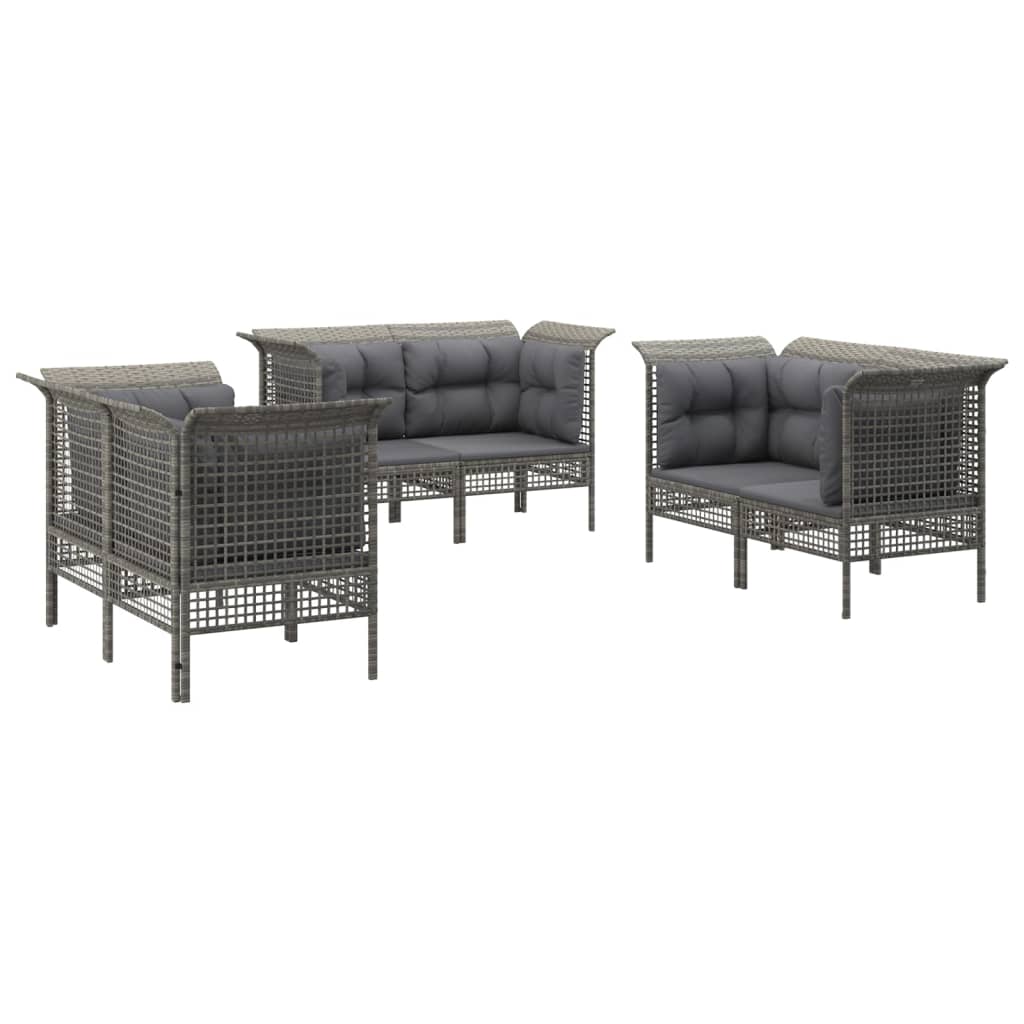 Set Divani da Giardino 6 pz con Cuscini in Polyrattan Grigio 3187492