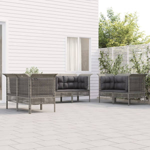 Set Divani da Giardino 6 pz con Cuscini in Polyrattan Grigio 3187492