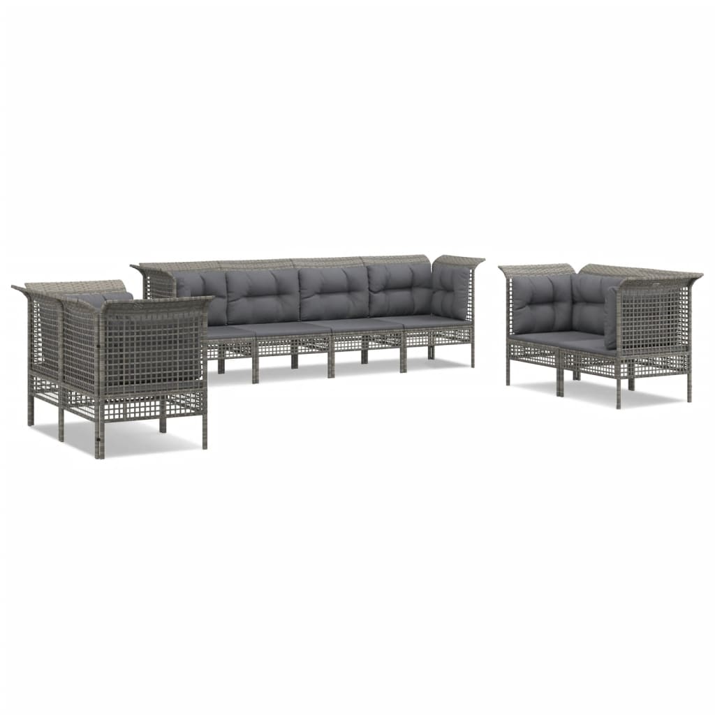 Set Divani da Giardino 8 pz con Cuscini in Polyrattan Grigio 3187493