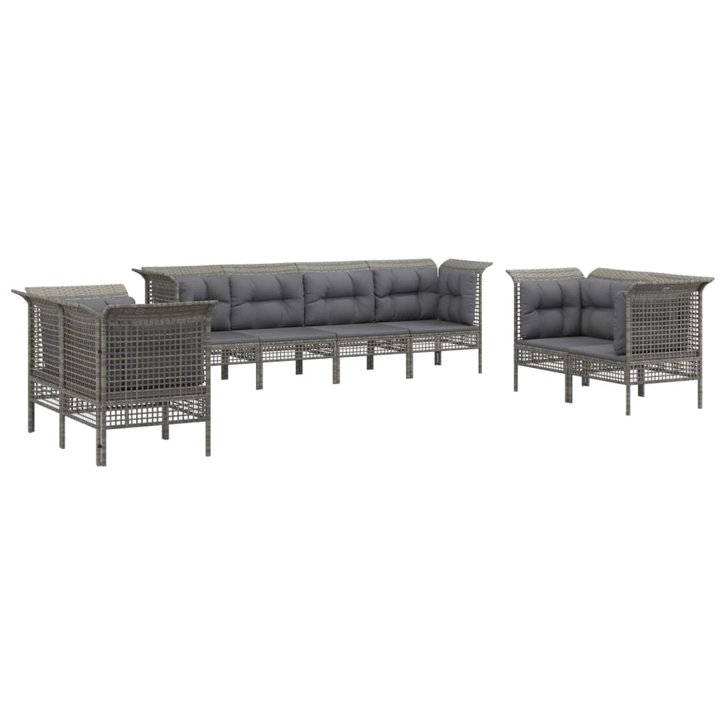 Set Divani da Giardino 8 pz con Cuscini in Polyrattan Grigio 3187493