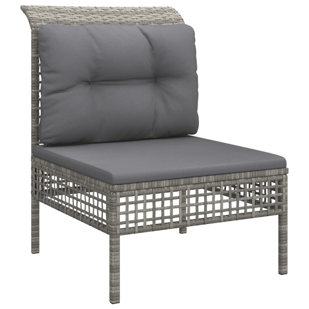 Set Divani da Giardino 8 pz con Cuscini in Polyrattan Grigio 3187493