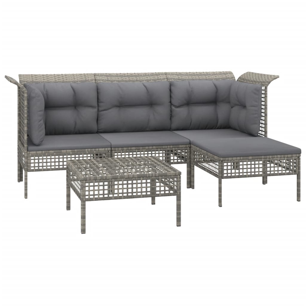 Set Divani da Giardino 5 pz con Cuscini in Polyrattan Grigio 3187502