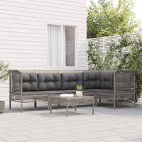 Set Divani da Giardino 6 pz con Cuscini in Polyrattan Grigio 3187508