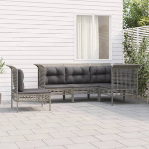 Set Divani da Giardino 5 pz con Cuscini in Polyrattan Grigio 3187522