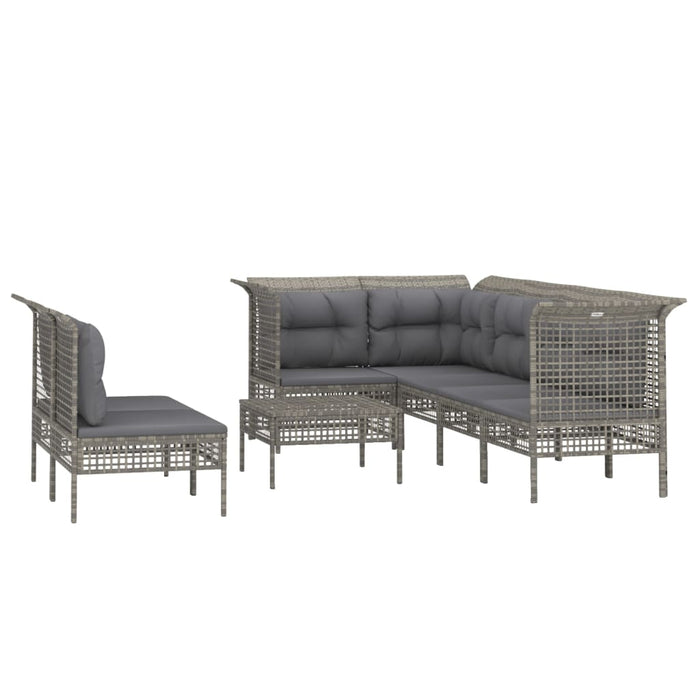 Set Divani da Giardino 8 pz con Cuscini in Polyrattan Grigio 3187539