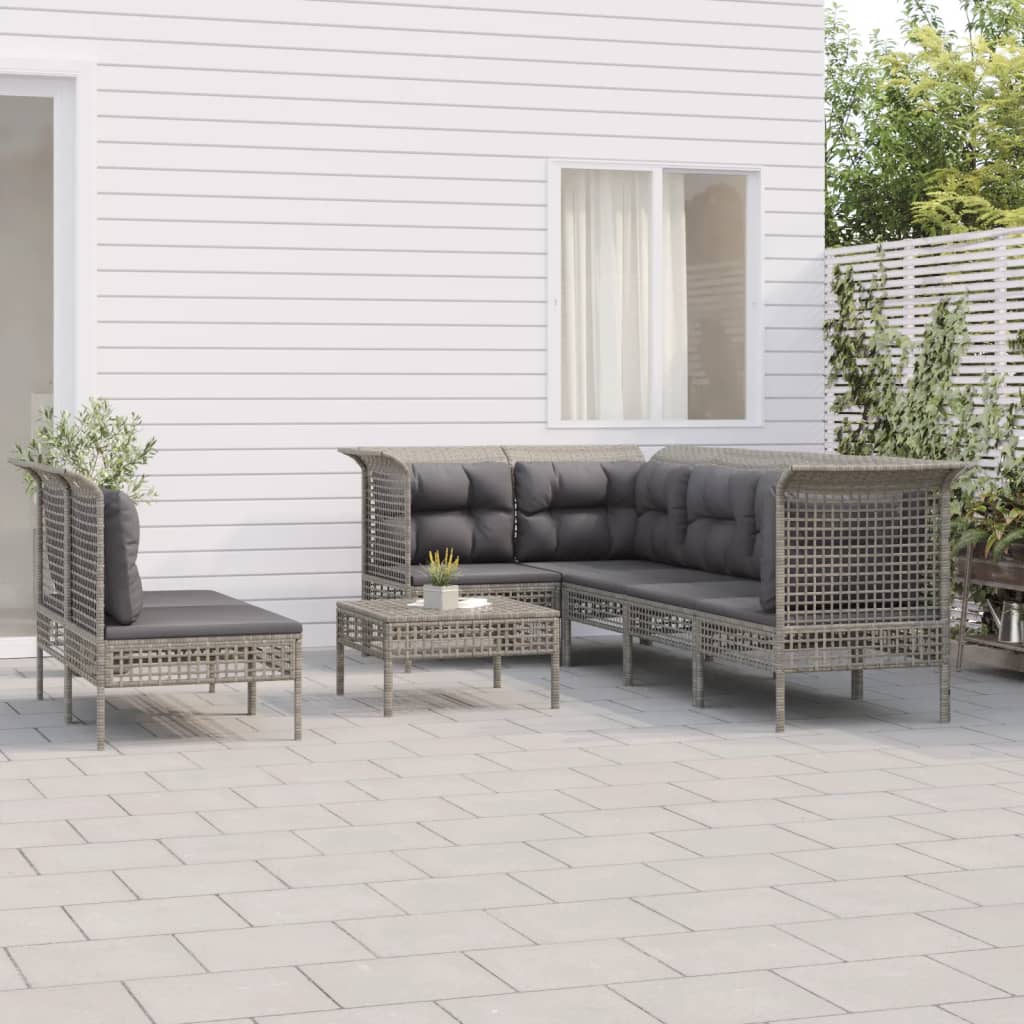 Set Divani da Giardino 8 pz con Cuscini in Polyrattan Grigio 3187539