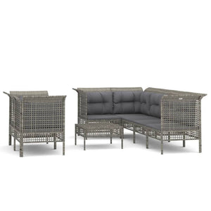 Set Divani da Giardino 8 pz con Cuscini in Polyrattan Grigio 3187542