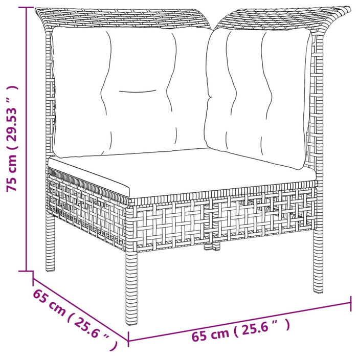 Set Divani da Giardino 8 pz con Cuscini in Polyrattan Grigio 3187542