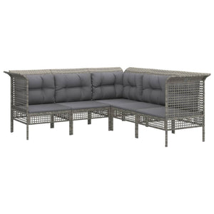 Set Divani da Giardino 6 pz con Cuscini in Polyrattan Grigio 3187548