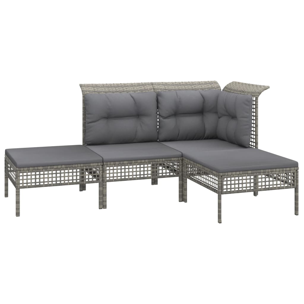 Set Divani da Giardino 8 pz con Cuscini in Polyrattan Grigio 3187551