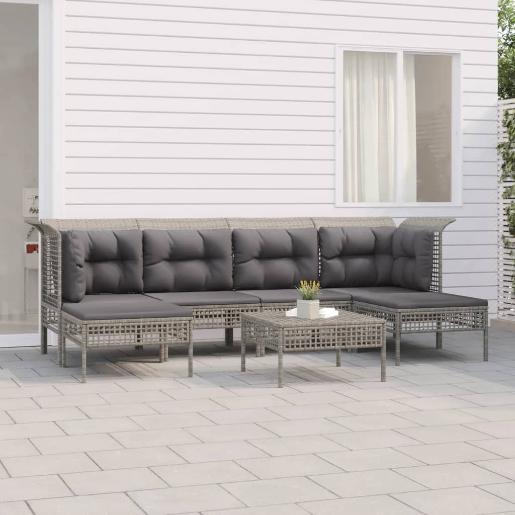 Set Divani da Giardino 7 pz con Cuscini in Polyrattan Grigiocod mxl 124603