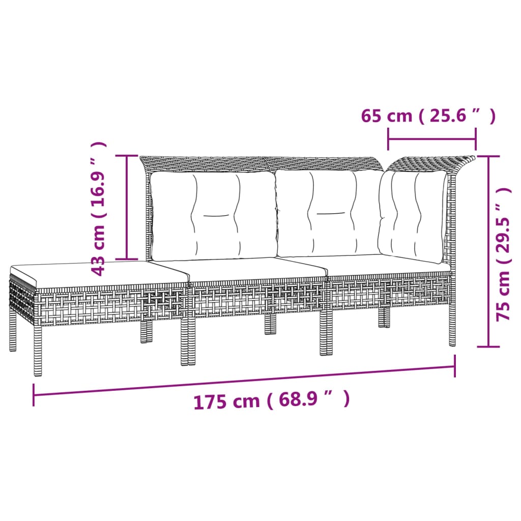 Set Divani da Giardino 7 pz con Cuscini in Polyrattan Grigio 3187558