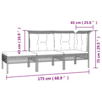 Set Divani da Giardino 7 pz con Cuscini in Polyrattan Grigio 3187558