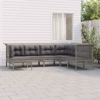 Set Divani da Giardino 7 pz con Cuscini in Polyrattan Grigio 3187558